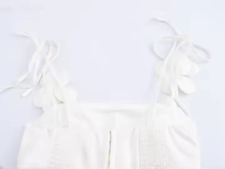 Darcelle White Floral Applique Crop Tank Top Maxi Skirt 2 Piece Set