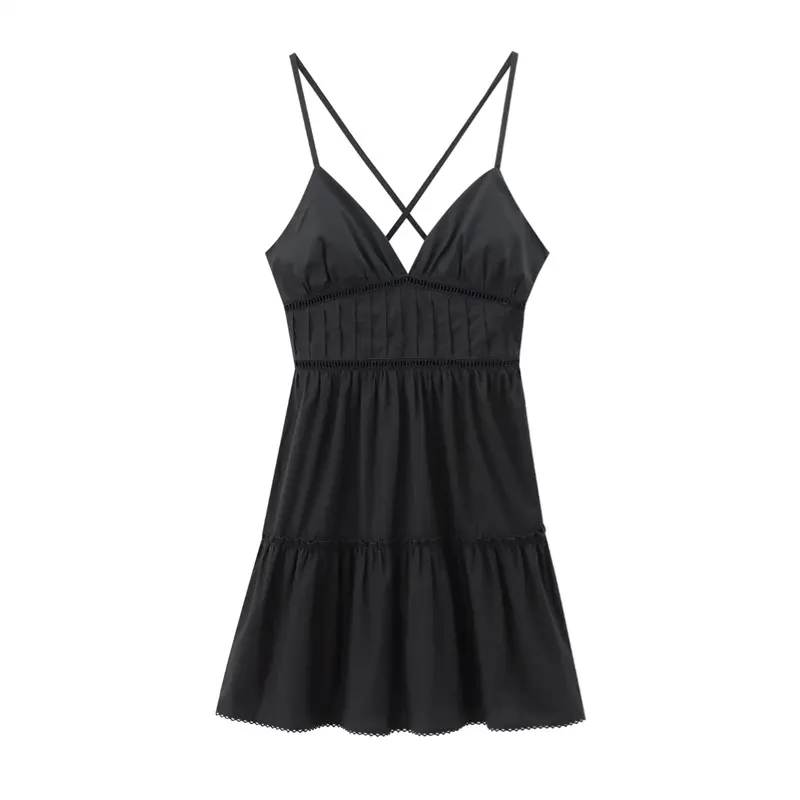 Sabb Black Backless Sleeveless Sling A-line Mini Dress
