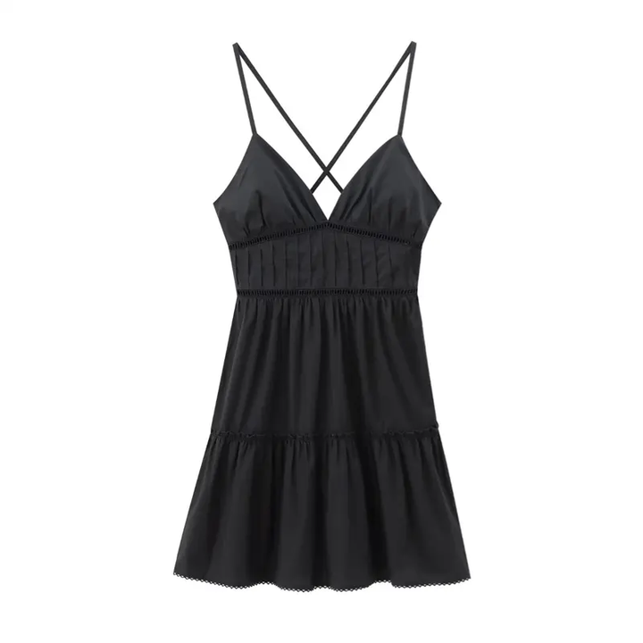 Sabb Black Backless Sleeveless Sling A-line Mini Dress