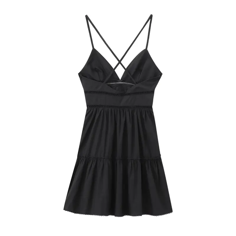 Sabb Black Backless Sleeveless Sling A-line Mini Dress