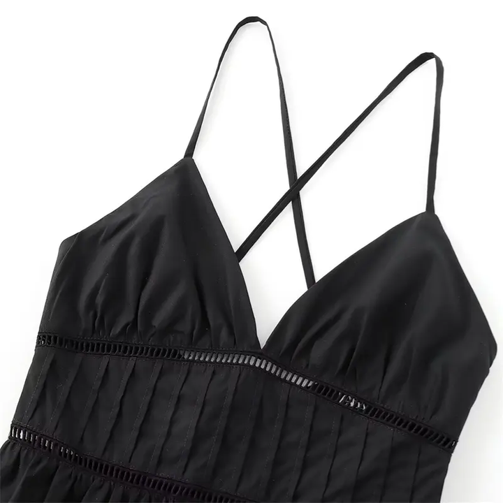 Sabb Black Backless Sleeveless Sling A-line Mini Dress