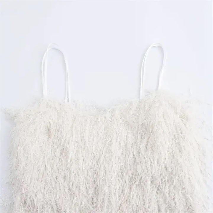 Erin White Tassel Sleeveless Mini Dress