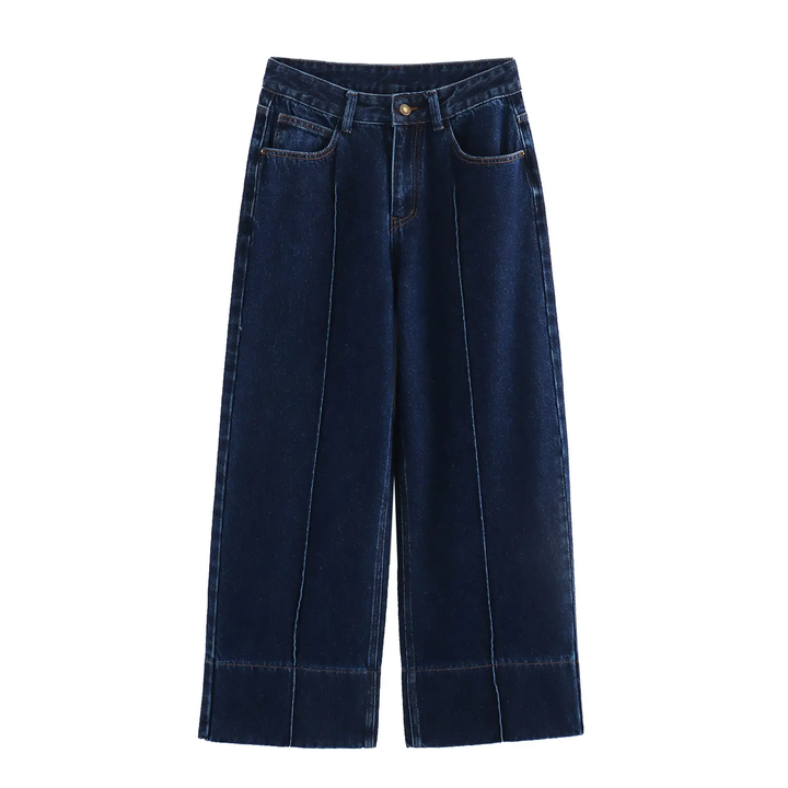 Xhian Blue Denim Wide Leg Zipper Fly Jeans