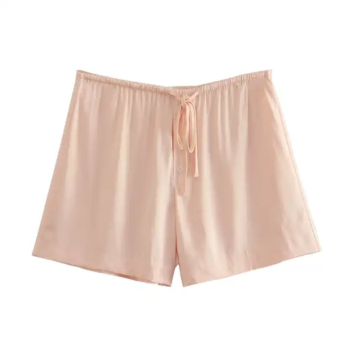 Shentolle Pink Drawstring Elastic Waist Short