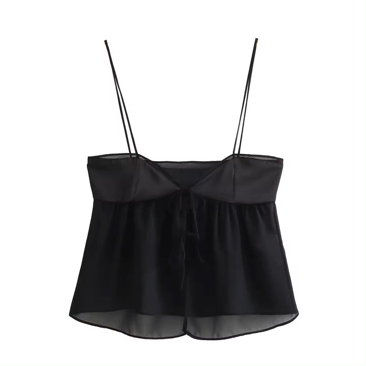 Lyrica Black Front lace Up Tank Top