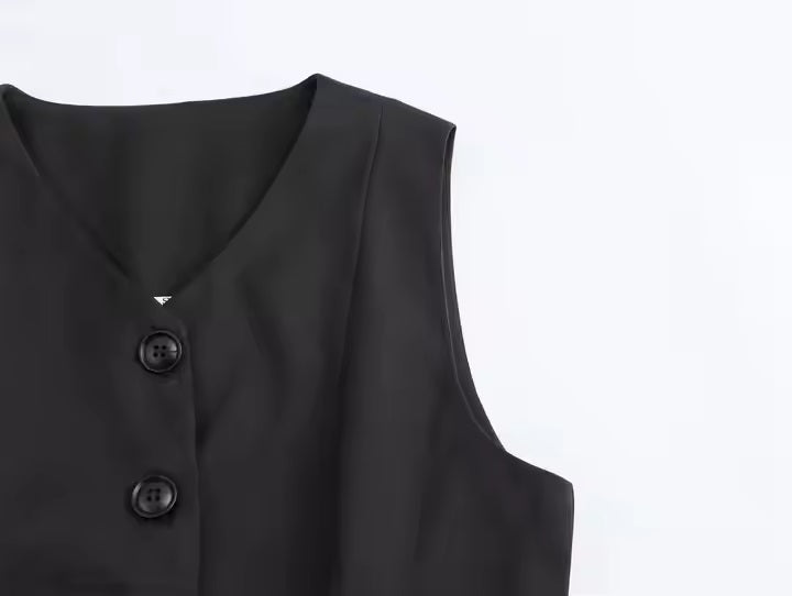 Campbell Black Belted Wide Pleated Mini Dress