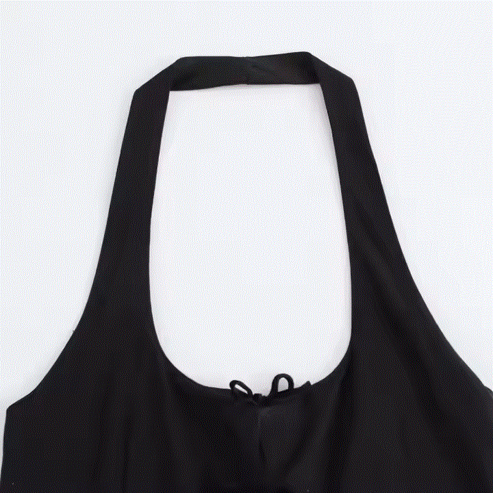 Maddy Black Halter Neck Puffy Mini Dress