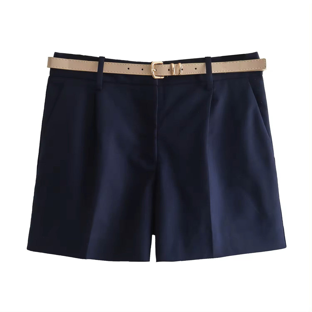 Viserra Blue Zipper Fly Sashes Shorts