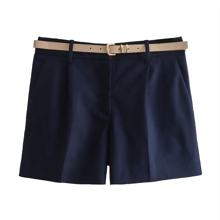 Viserra Blue Zipper Fly Sashes Shorts