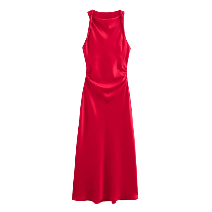 Seporha Red Cowl Neck Midi Dress