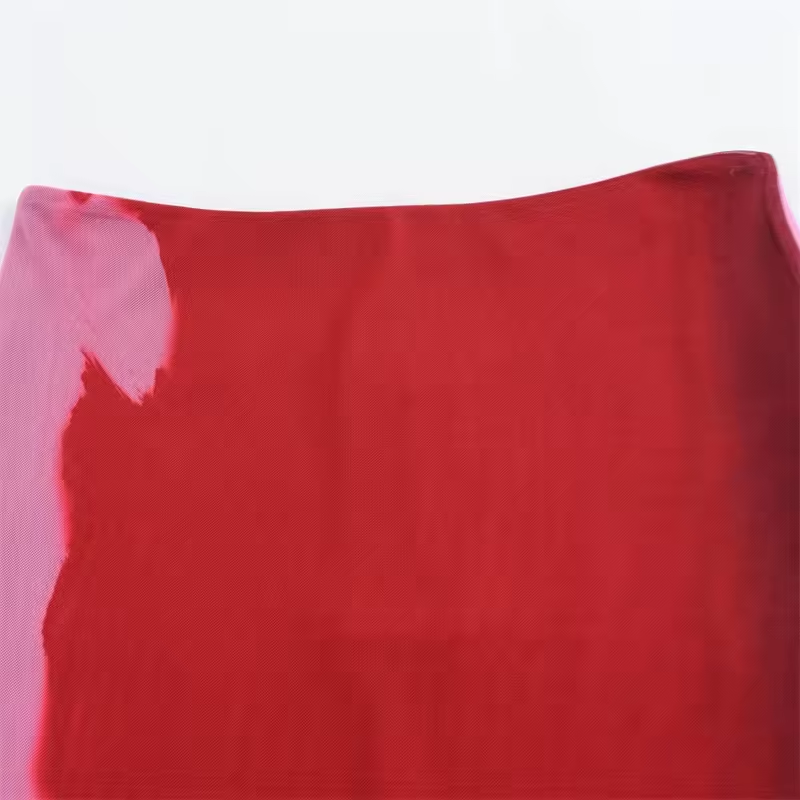Vander Red and Pink Patchwork Midi Skirt