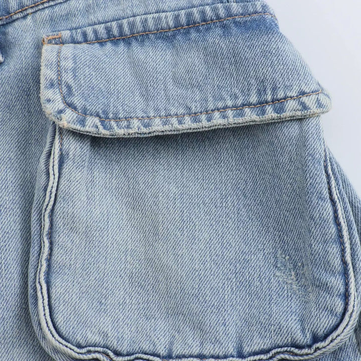 Shaleth Light Blue Denim Front Pockets Mini Skirt