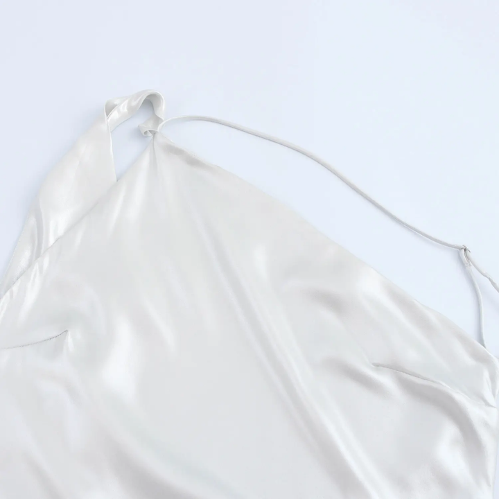 Elvira Silver Sidel Halter Back Strap Sleeveless Maxi Dress