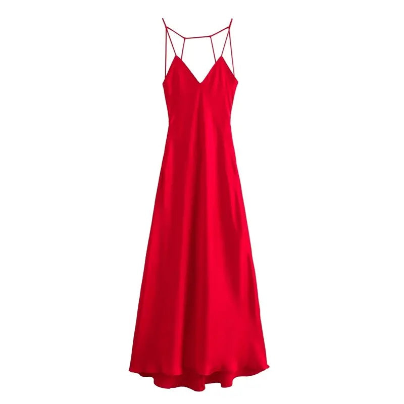 Felicity Rouge V-Neck Back Hollow Out Midi Dress