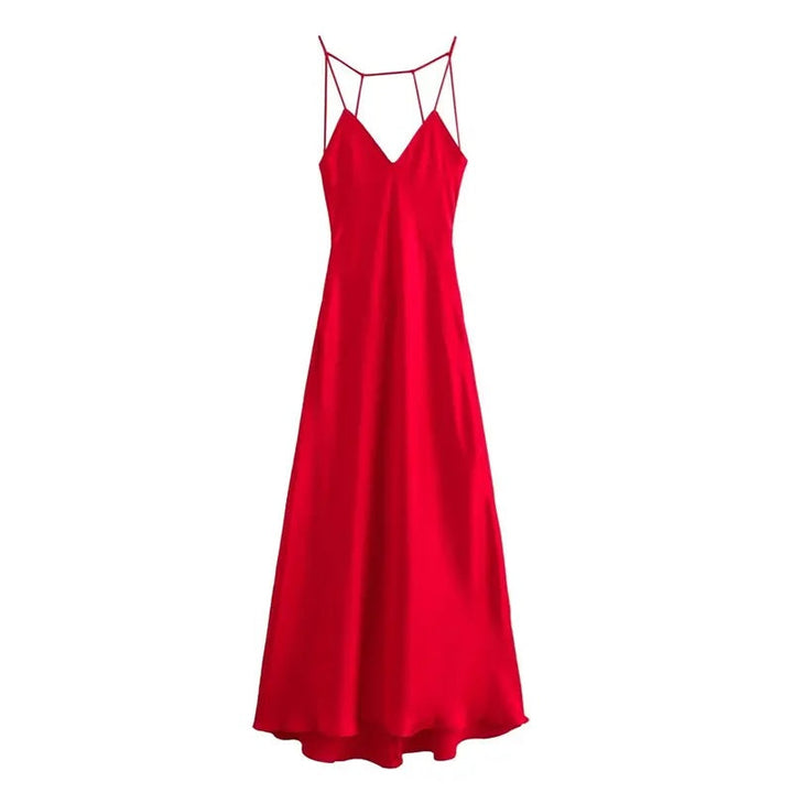 Felicity Rouge V-Neck Back Hollow Out Midi Dress