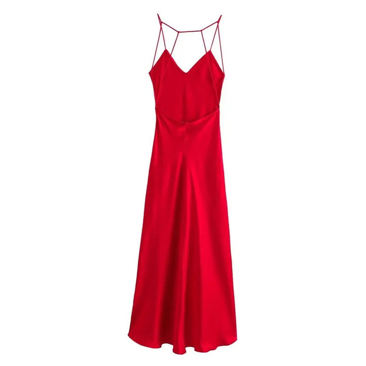 Felicity Rouge V-Neck Back Hollow Out Midi Dress