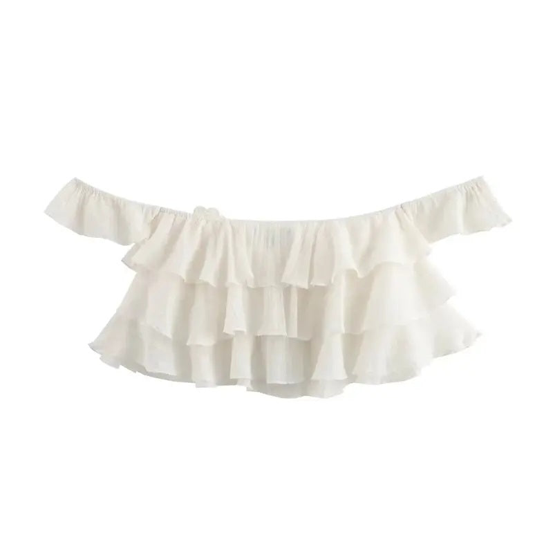 Corey White Floral Applique Layered Drop Shoulder Crop Tank Top