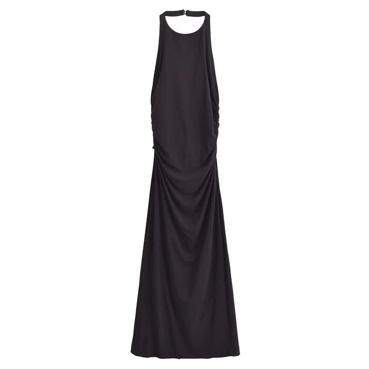 Marlowe Black Halter Neck Backless Midi Dress