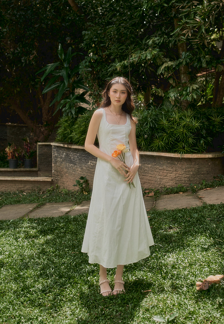 Carolina In Oat Square Collar A-Line Midi Dress