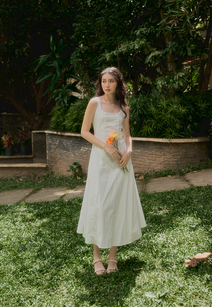 Carolina In Oat Square Collar A-Line Midi Dress