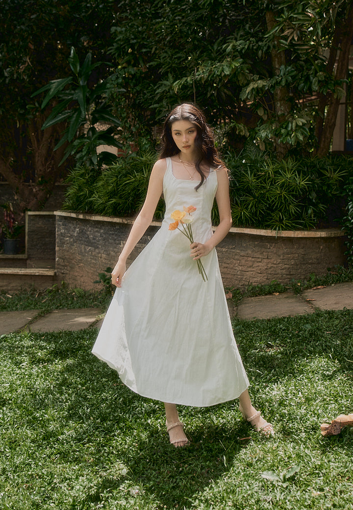 Carolina In Oat Square Collar A-Line Midi Dress