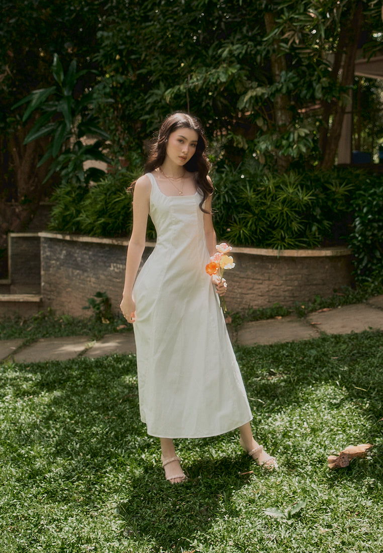 Carolina In Oat Square Collar A-Line Midi Dress