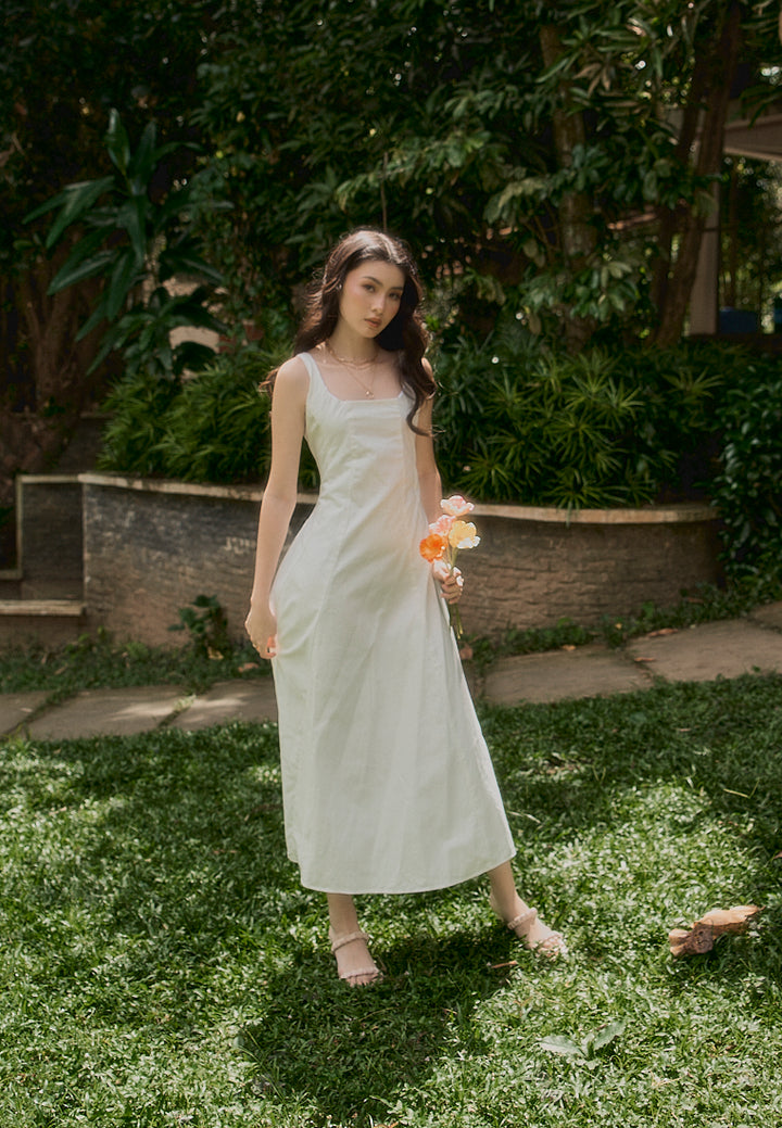 Carolina In Oat Square Collar A-Line Midi Dress