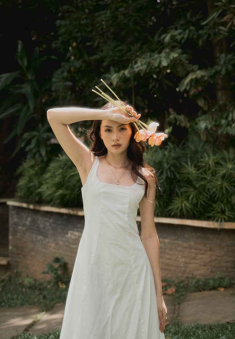 Carolina In Oat Square Collar A-Line Midi Dress
