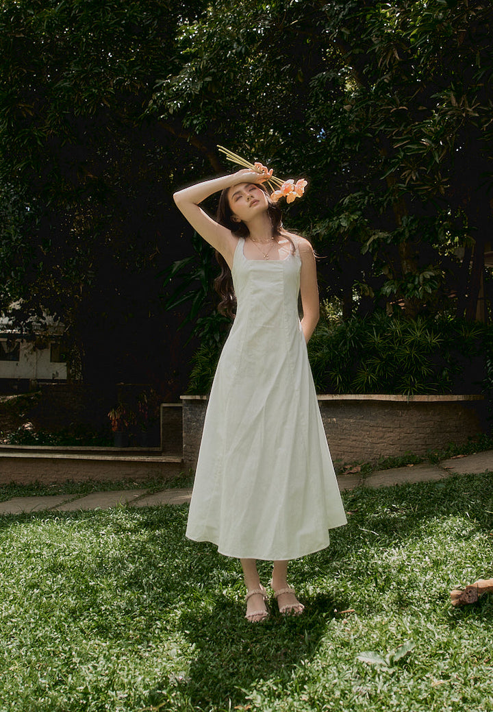 Carolina In Oat Square Collar A-Line Midi Dress