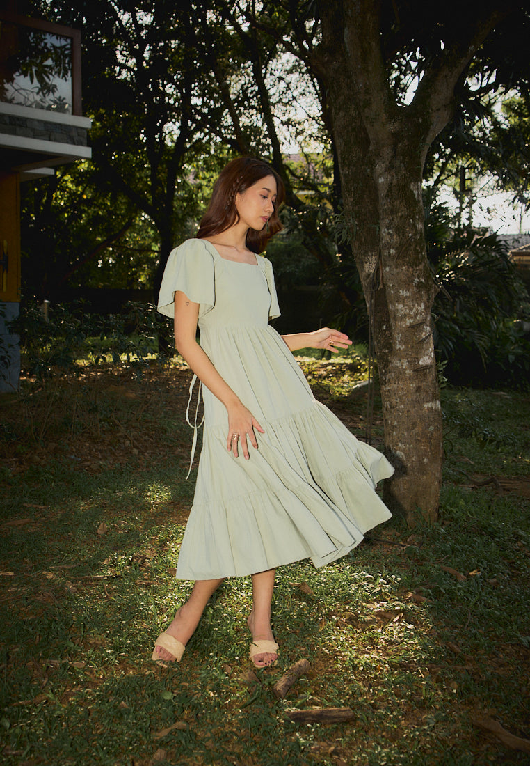 Caimana Sage Green Strappy Back Detail Midi Dress Love, Ara Caimana Sage Green Strappy Back Detail Midi Dress Love, Ara