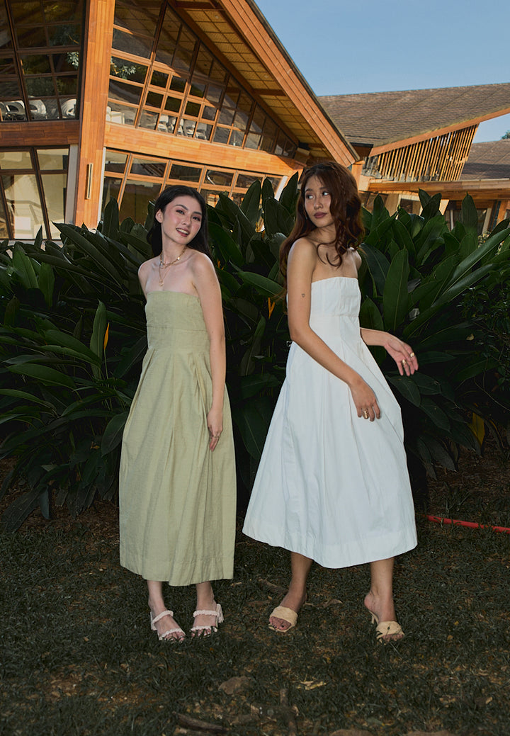 Petunia White A- Line Tube Midi Dress