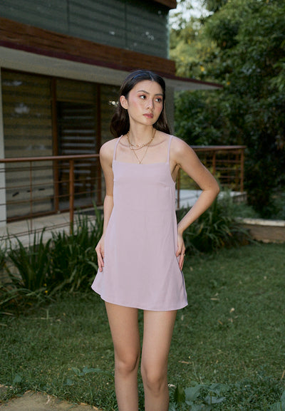 Taja Lilac Deep Square Neck Mini Dress