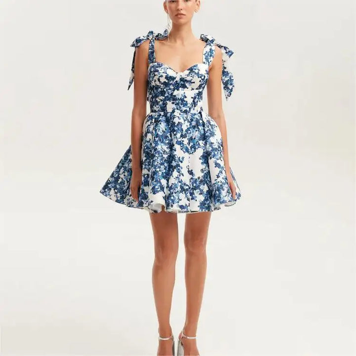 Hawaii White A-Line Floral Print Selftie Mini Dress