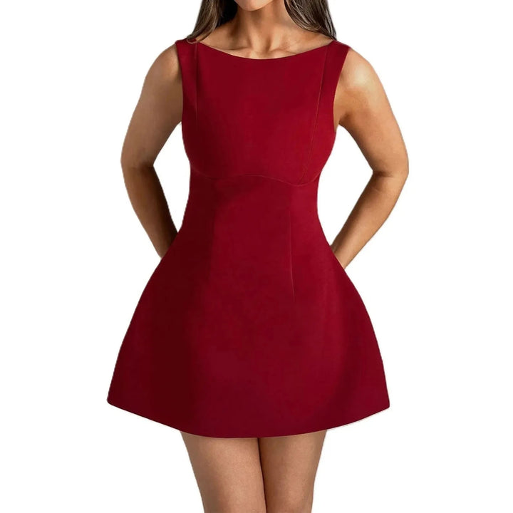Heloise Burgundy Sleeveless Scoop Back Mini Dress