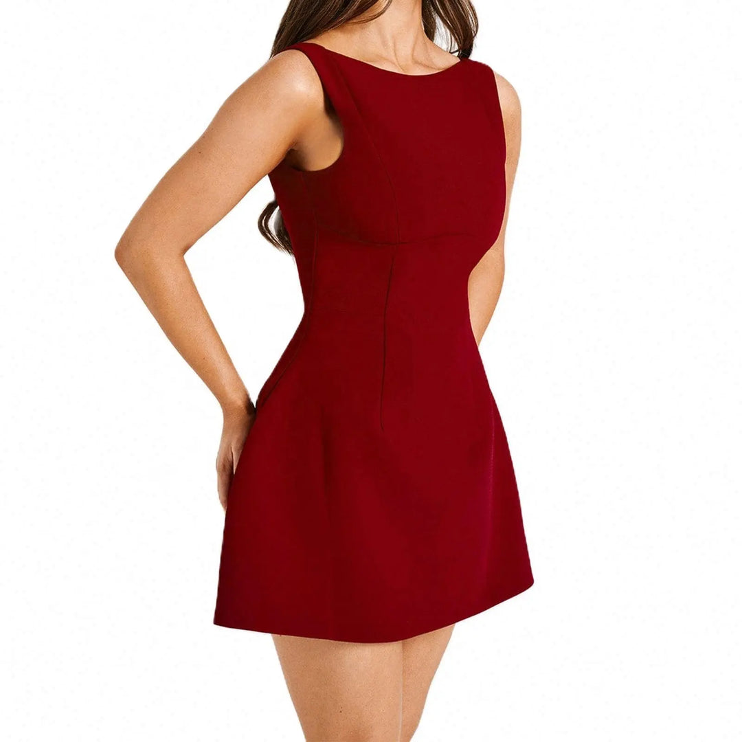 Heloise Burgundy Sleeveless Scoop Back Mini Dress