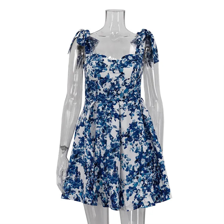 Hawaii White A-Line Floral Print Selftie Mini Dress
