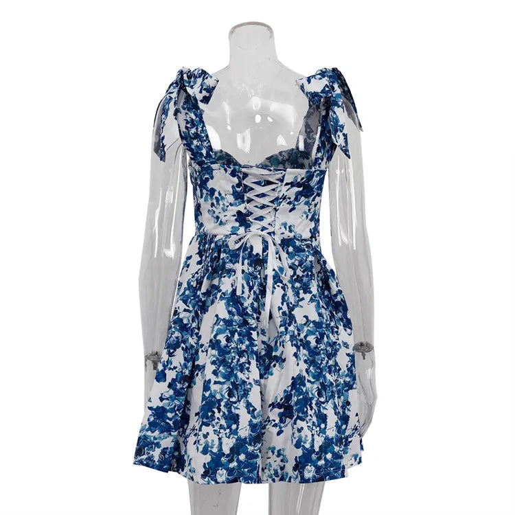 Hawaii White A-Line Floral Print Selftie Mini Dress