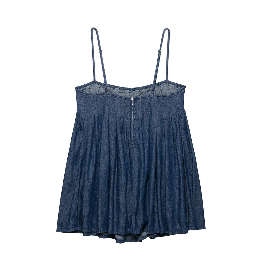 Romy Denim Blue Spaghetti Strap Mini Dress