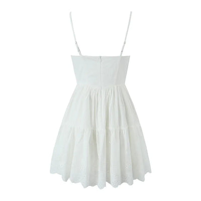 Kalila White Padded Bust Pleated Sleeveless Midi Dress