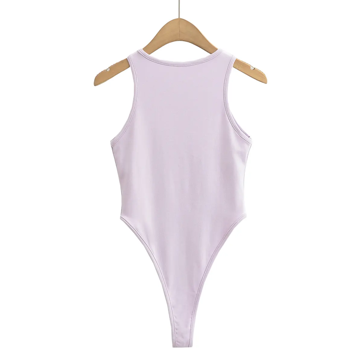 Klea Purple Crew Neck Sleeveless Bodysuit