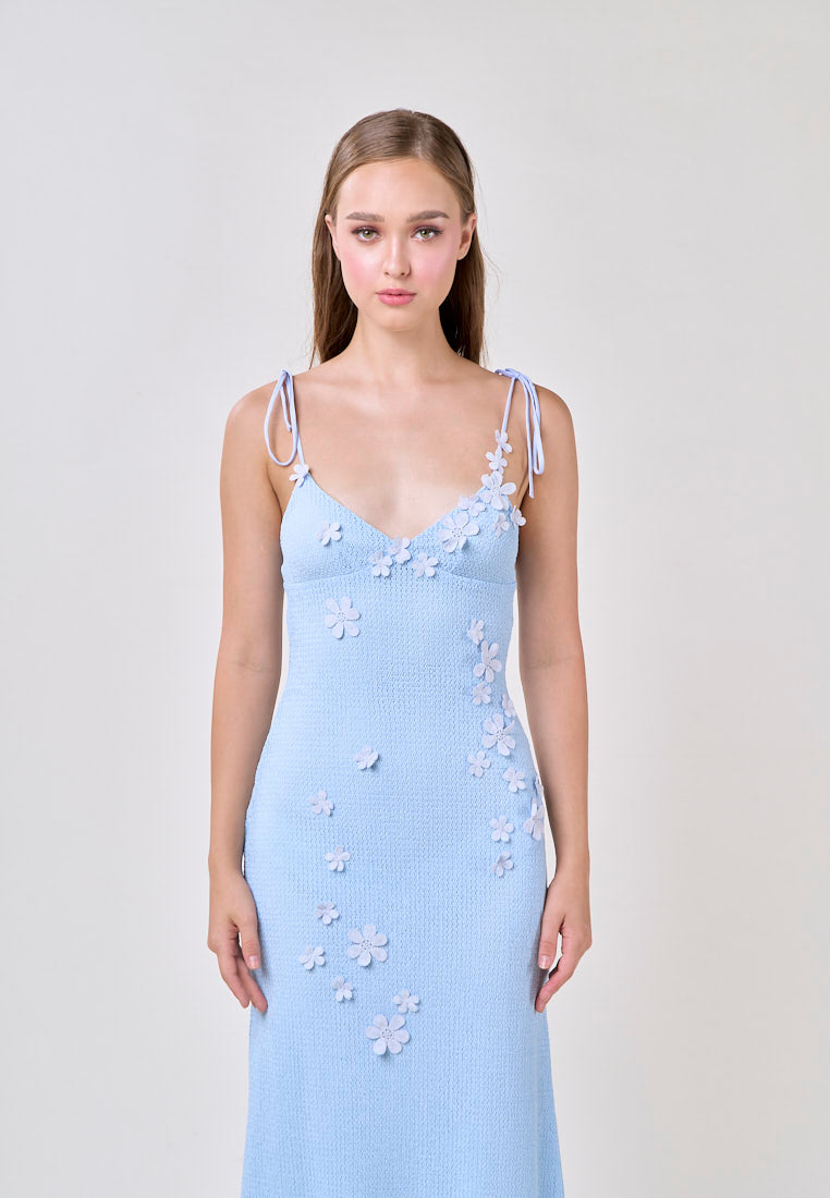Brynlee Blue V-Neck Selftie Knitted Maxi Dress