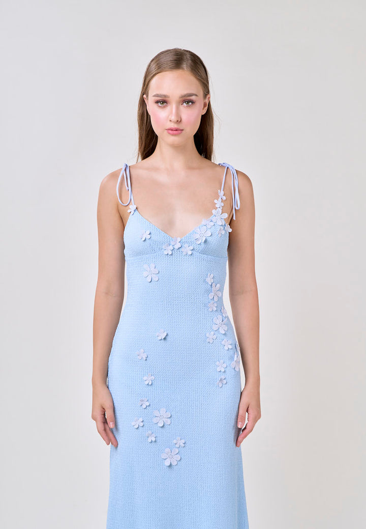 Brynlee Blue V-Neck Selftie Knitted Maxi Dress