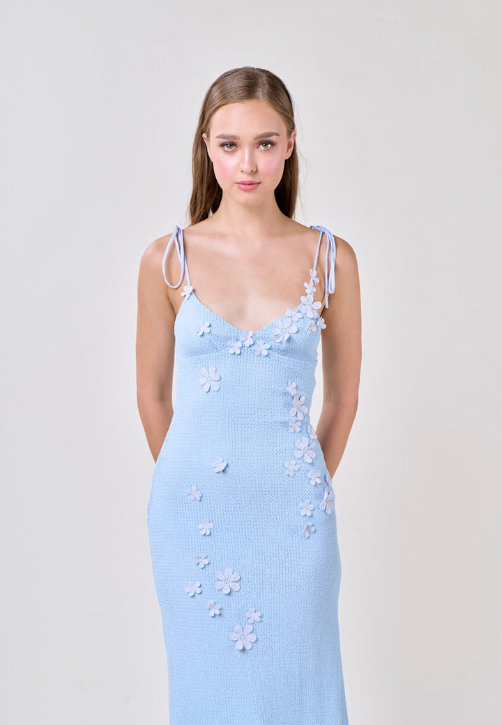 Brynlee Blue V-Neck Selftie Knitted Maxi Dress