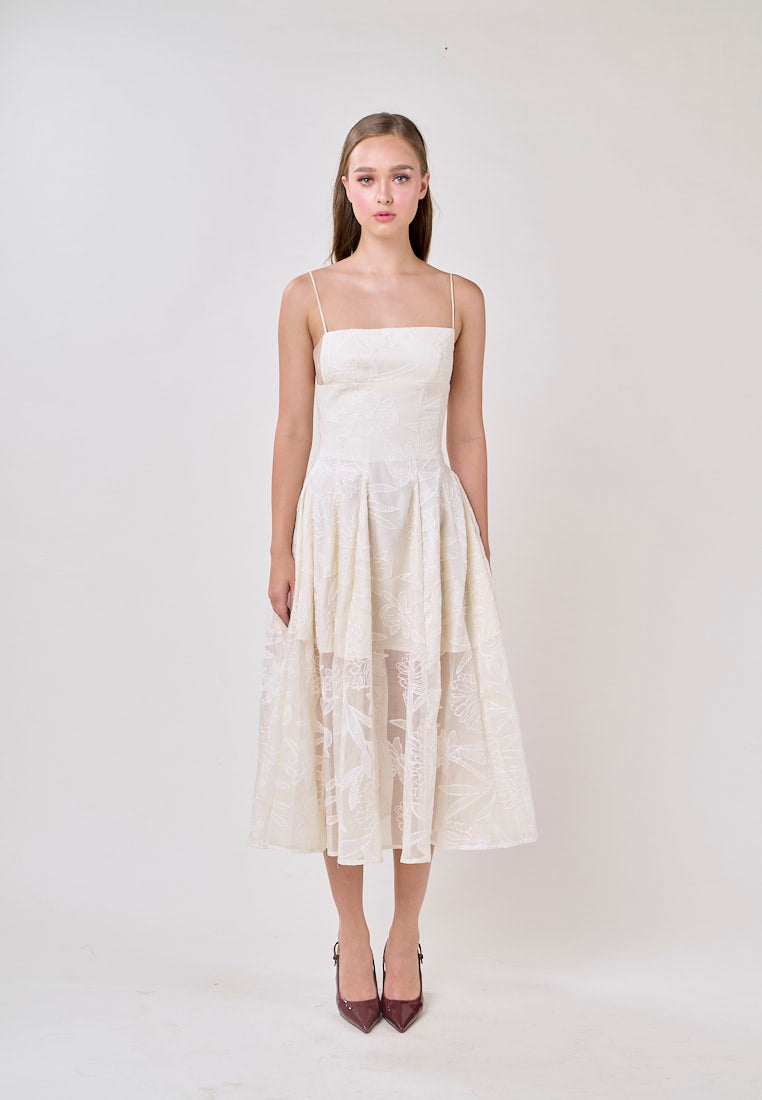 Valerie Cream Sleeveless Vinatage Lace Midi Dress