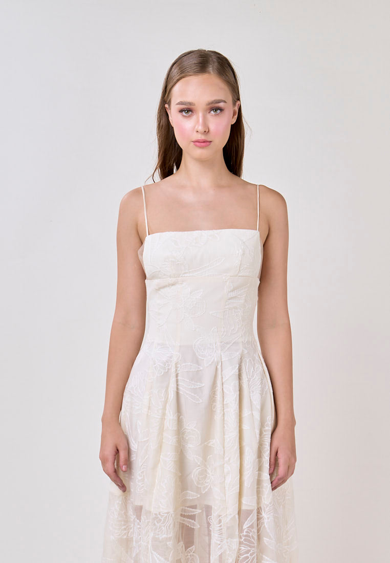 Valerie Cream Sleeveless Vinatage Lace Midi Dress