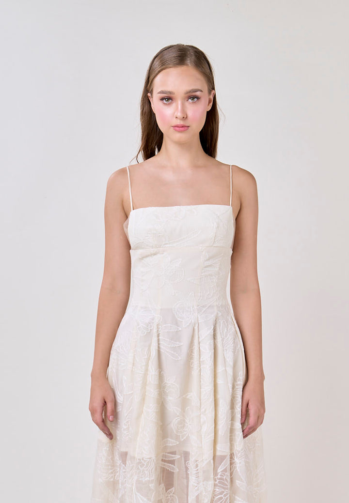Valerie Cream Sleeveless Vinatage Lace Midi Dress