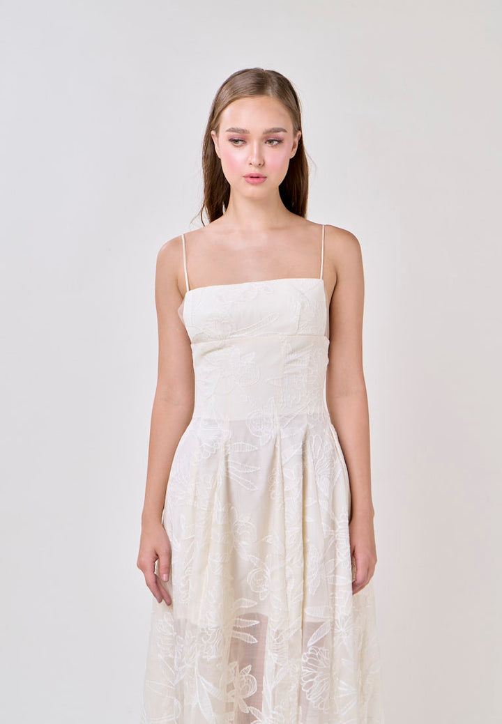Valerie Cream Sleeveless Vinatage Lace Midi Dress