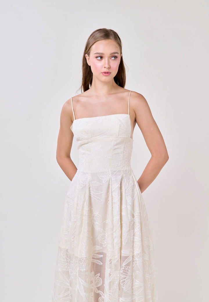 Valerie Cream Sleeveless Vinatage Lace Midi Dress