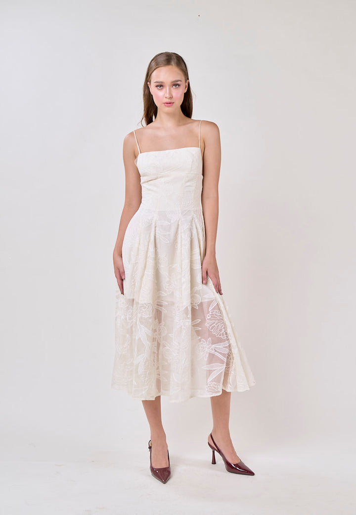 Valerie Cream Sleeveless Vinatage Lace Midi Dress