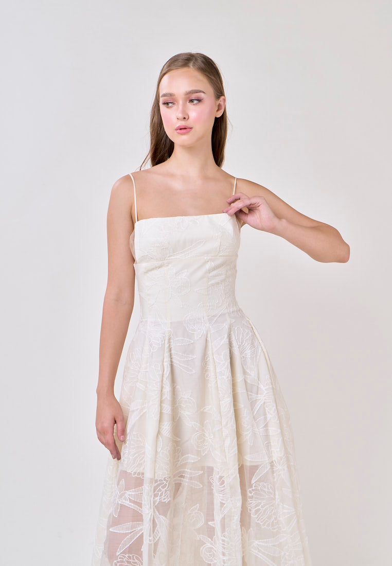 Valerie Cream Sleeveless Vinatage Lace Midi Dress